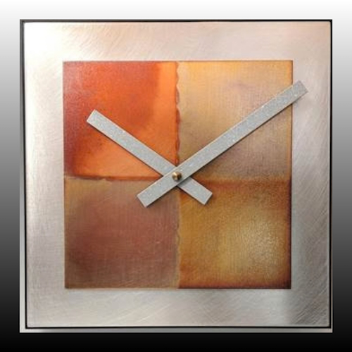 Click to view detail for LL-031 Clock, Steel & Copper Wall 8x8 $185